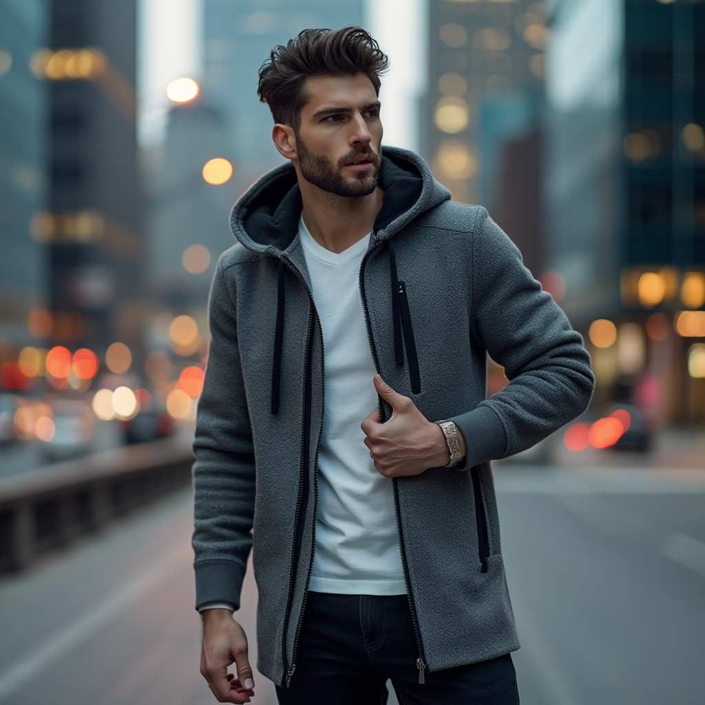 Metro Edge Hooded Knit Coat™ | Gray