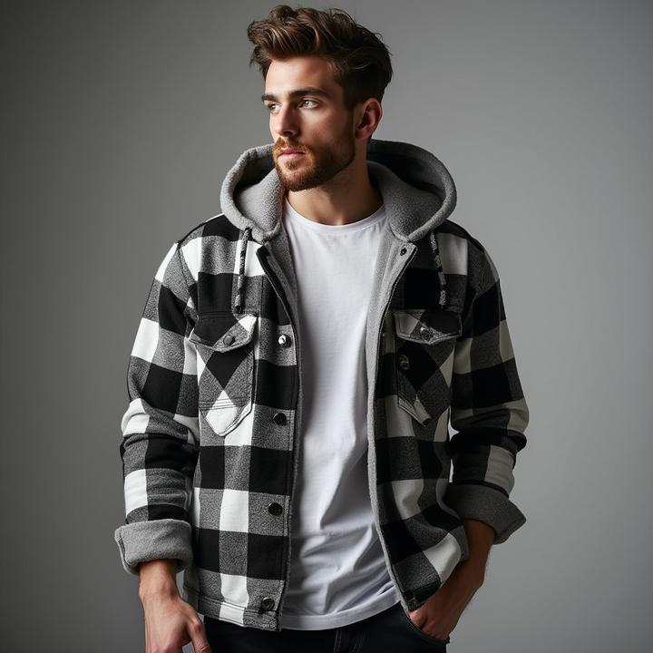 Urban Plaid Hooded Flannel Jacket™ | White