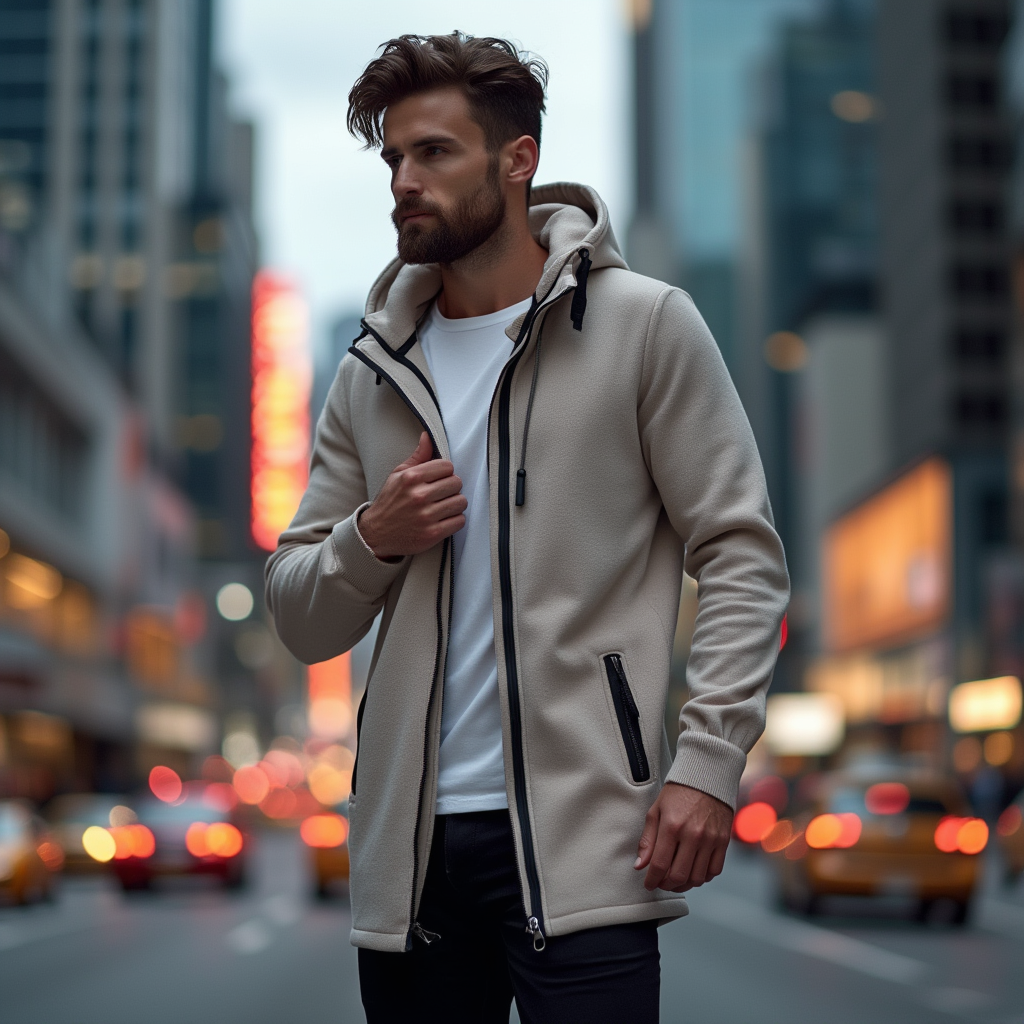 Metro Edge Hooded Knit Coat™ | Beige