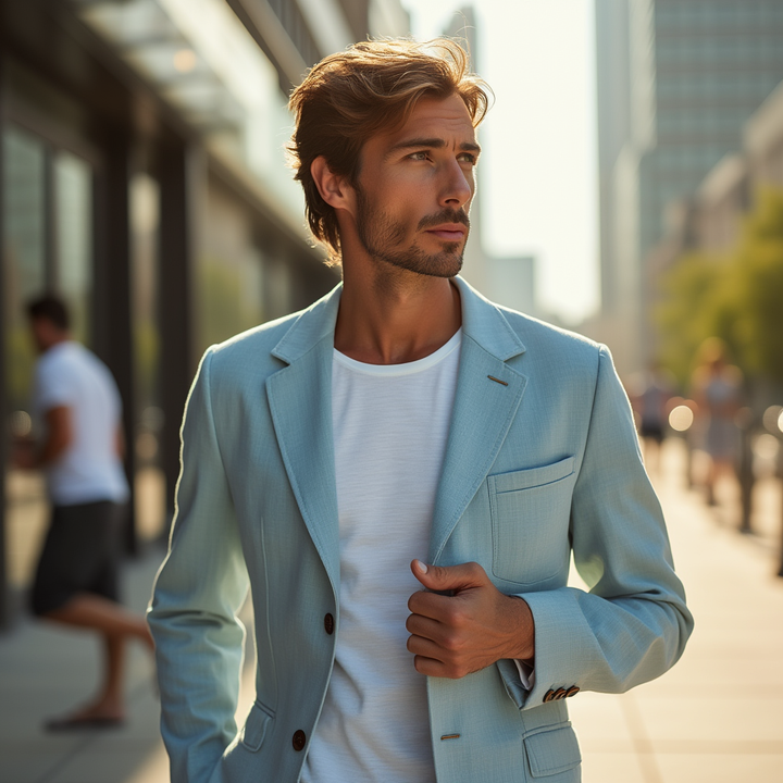 Breezy Linen Casual Blazer™ | Powder Blue