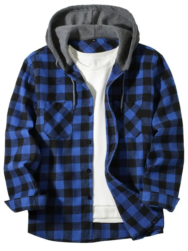 Urban Plaid Hooded Flannel Jacket™ | Blue