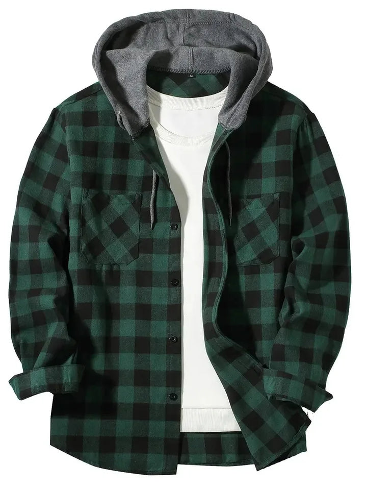 Urban Plaid Hooded Flannel Jacket™ | Green