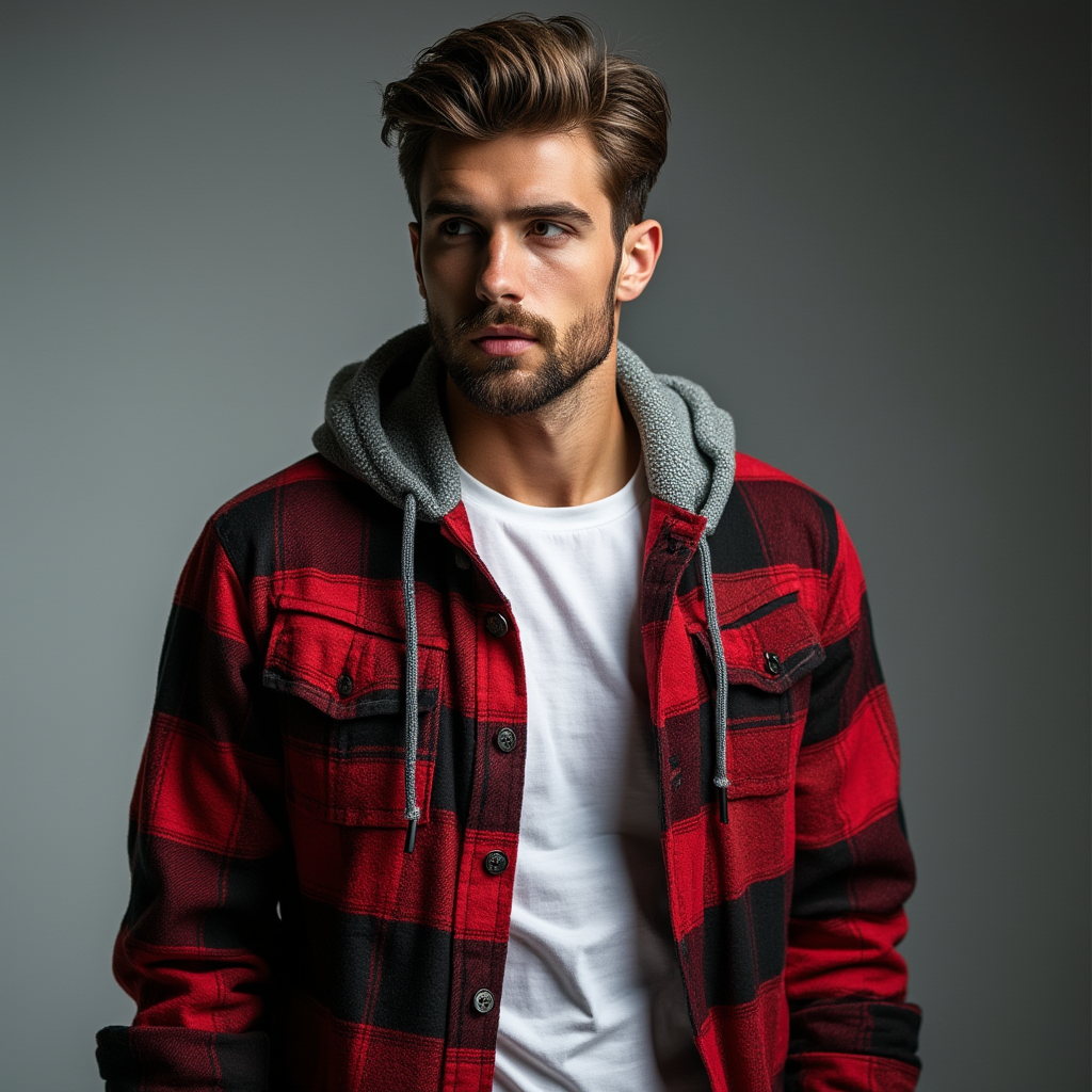 Urban Plaid Hooded Flannel Jacket™ | Red