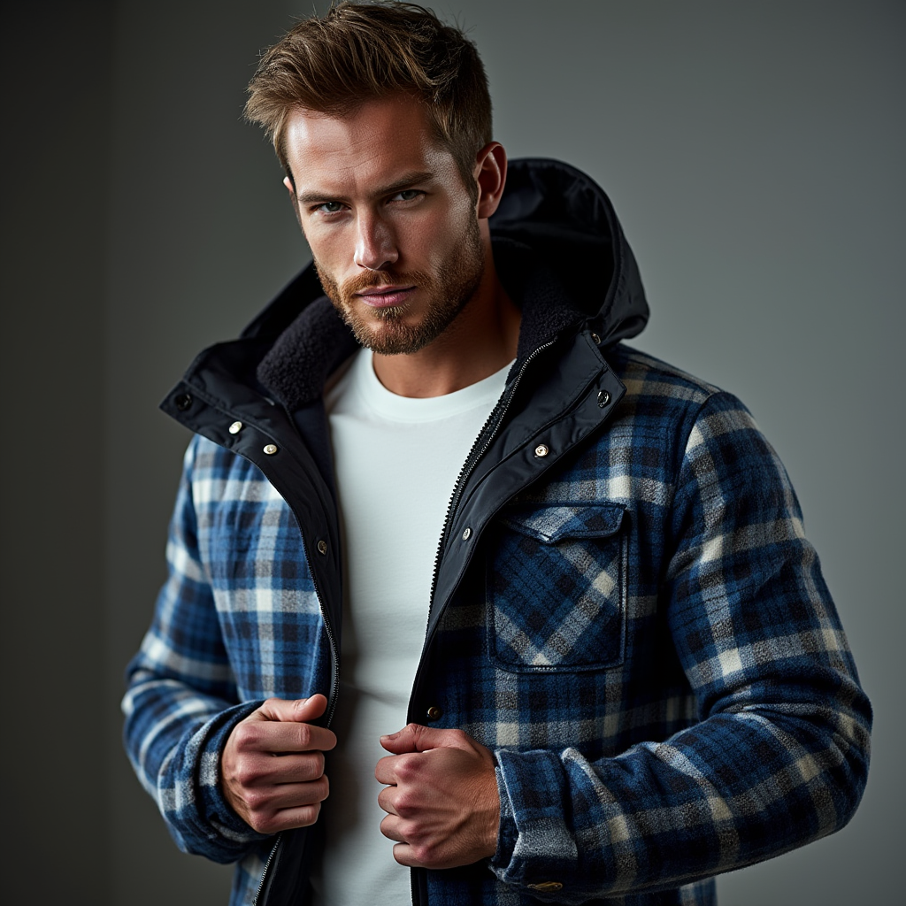 Arctic Shield Quilted Flannel Jacket™ | White and Blue