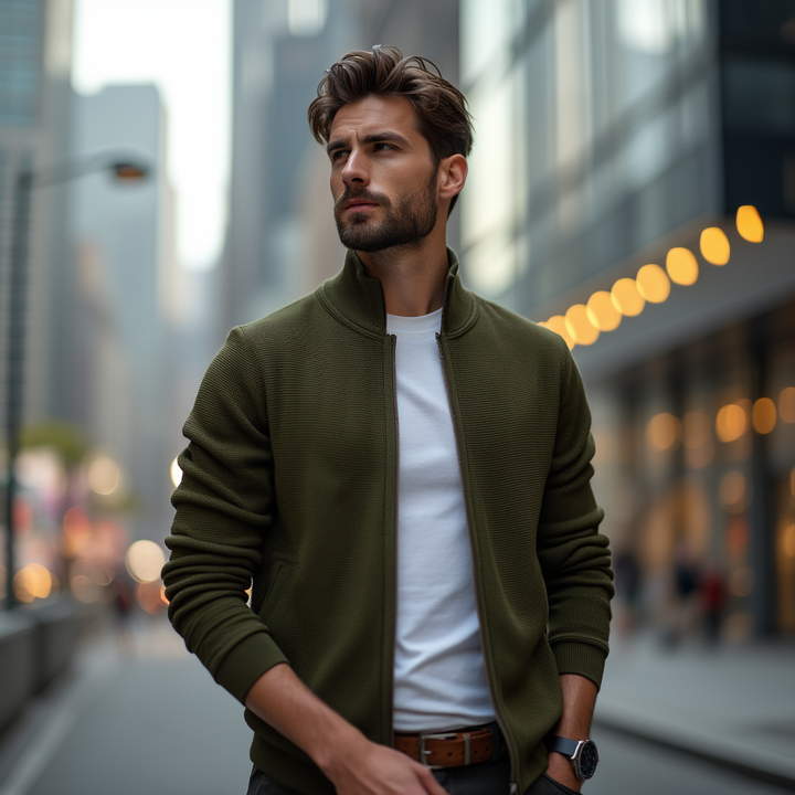 Modern Luxe Knit Zip Jacket™ | Olive Green